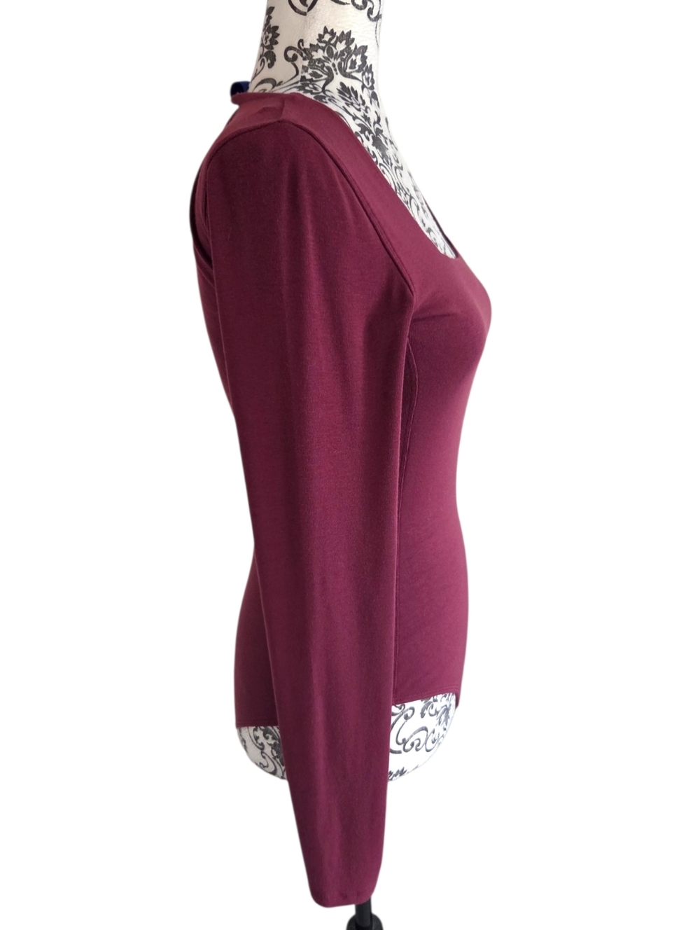 Kit and Ace Kit Square Neck Bodysuit Women Medium Burgundy - Picture 4 of 12